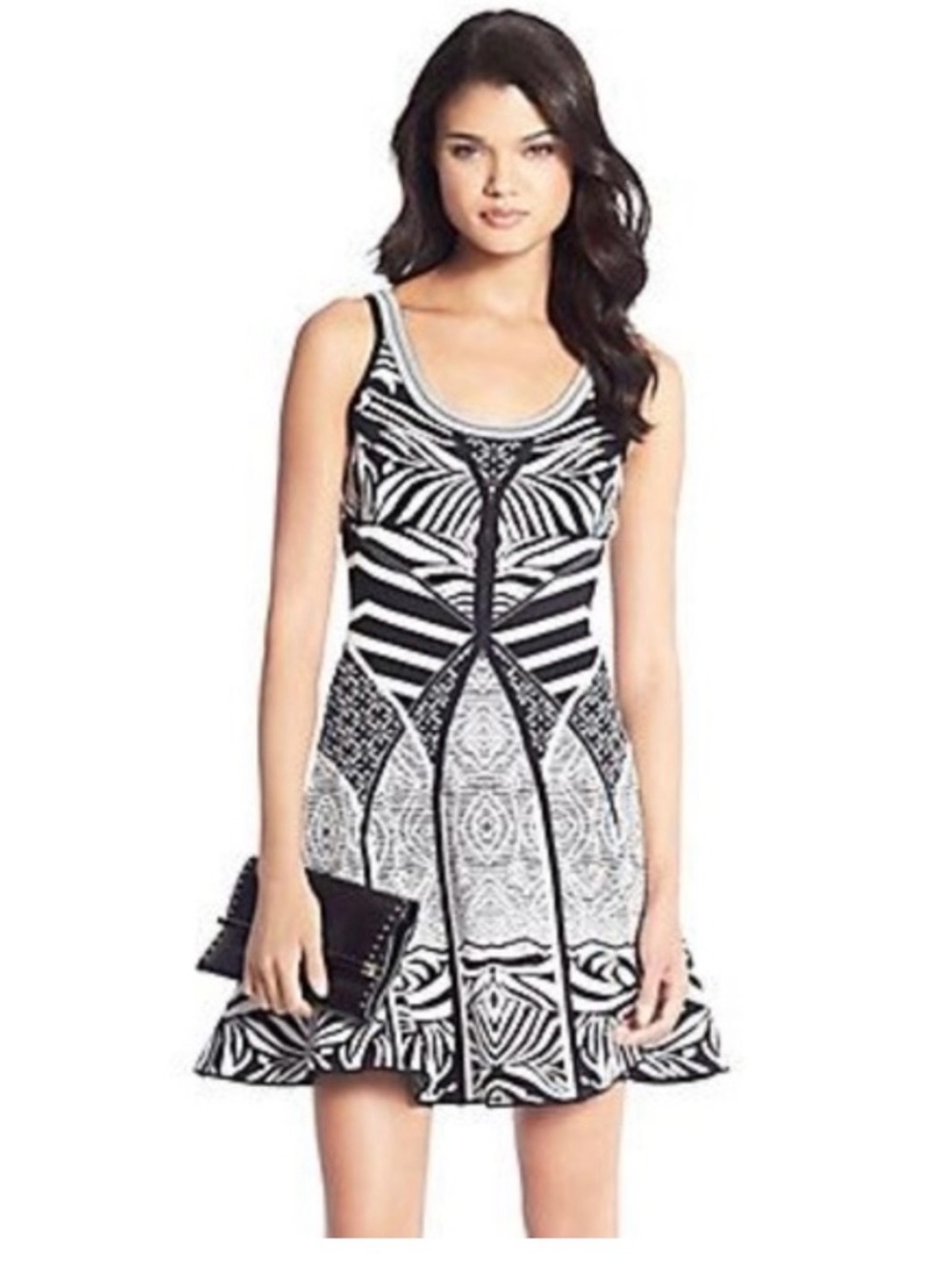 Diane Von Furstenberg Black & White Printed Mini Dress